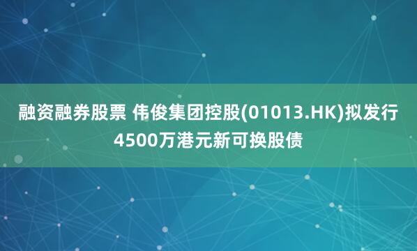 融资融券股票 伟俊集团控股(01013.HK)拟发行4500万港元新可换股债