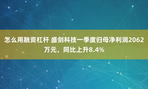 怎么用融资杠杆 盛剑科技一季度归母净利润2062万元，同比上升8.4%