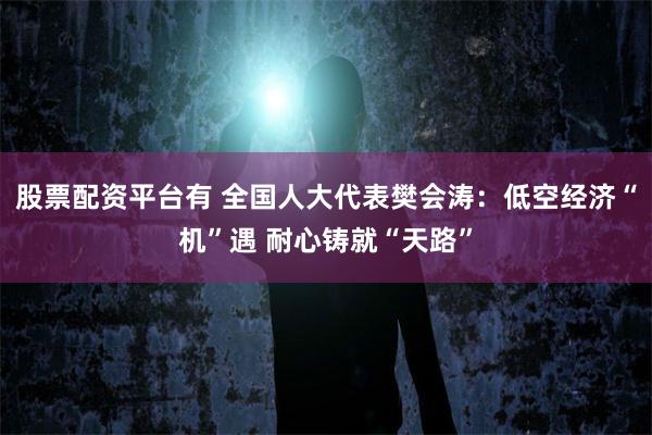股票配资平台有 全国人大代表樊会涛：低空经济“机”遇 耐心铸就“天路”