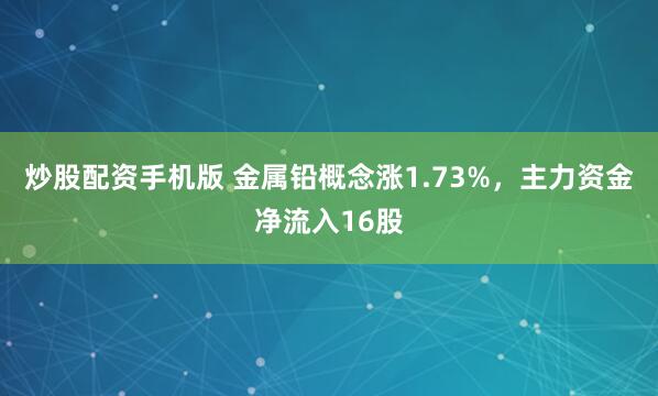 炒股配资手机版 金属铅概念涨1.73%，主力资金净流入16股
