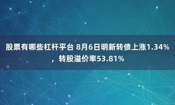 股票有哪些杠杆平台 8月6日明新转债上涨1.34%，转股溢价率53.81%