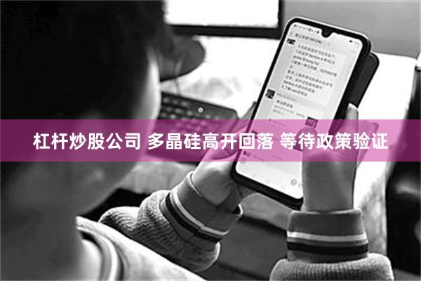 杠杆炒股公司 多晶硅高开回落 等待政策验证