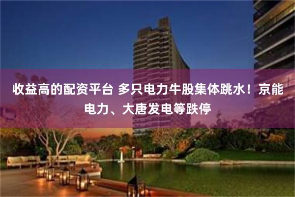 收益高的配资平台 多只电力牛股集体跳水！京能电力、大唐发电等跌停