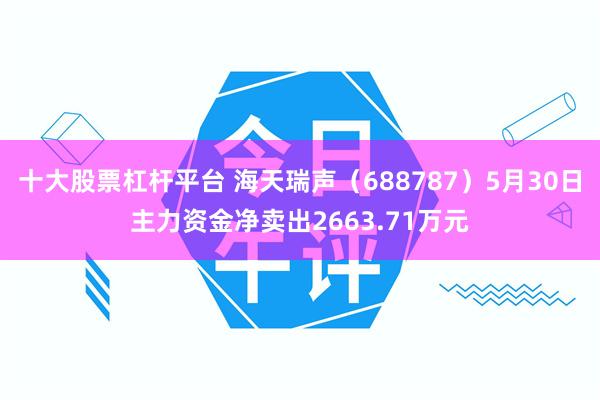十大股票杠杆平台 海天瑞声（688787）5月30日主力资金净卖出2663.71万元