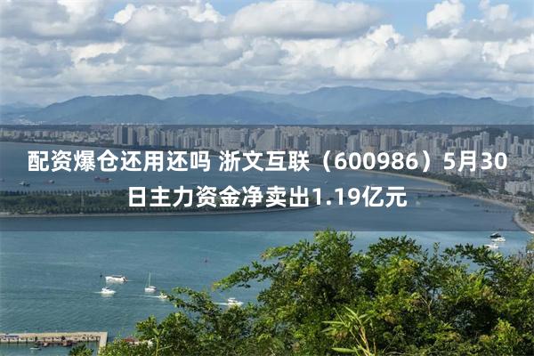配资爆仓还用还吗 浙文互联（600986）5月30日主力资金净卖出1.19亿元