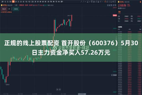 正规的线上股票配资 首开股份（600376）5月30日主力资金净买入57.26万元