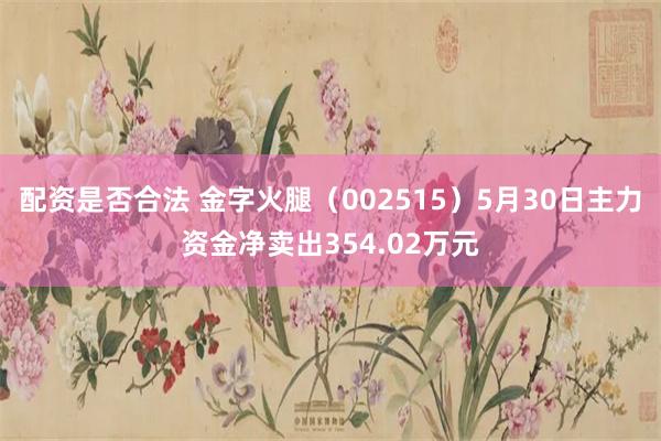 配资是否合法 金字火腿（002515）5月30日主力资金净卖出354.02万元