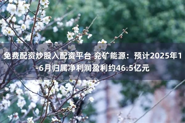 免费配资炒股入配资平台 兖矿能源：预计2025年1-6月归属净利润盈利约46.5亿元