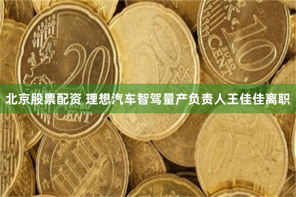 北京股票配资 理想汽车智驾量产负责人王佳佳离职