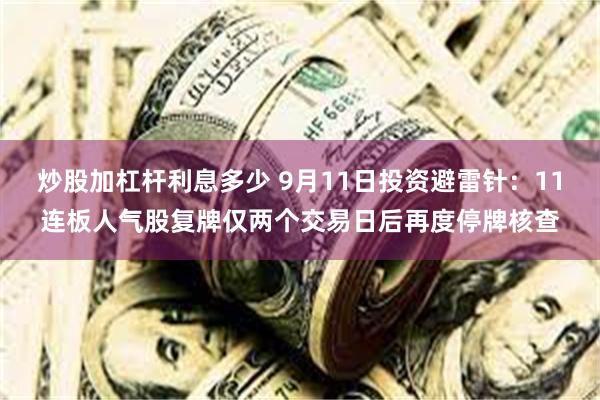 炒股加杠杆利息多少 9月11日投资避雷针：11连板人气股复牌仅两个交易日后再度停牌核查