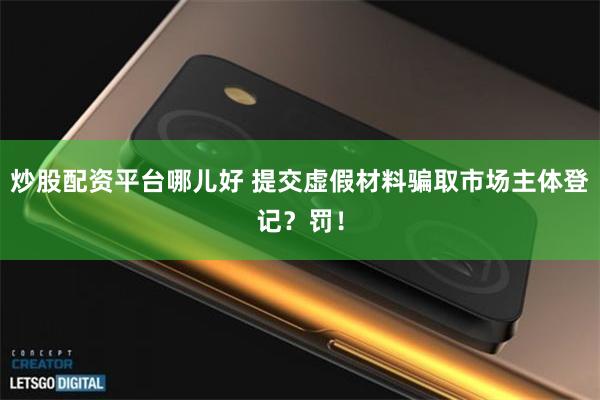 炒股配资平台哪儿好 提交虚假材料骗取市场主体登记?罚!
