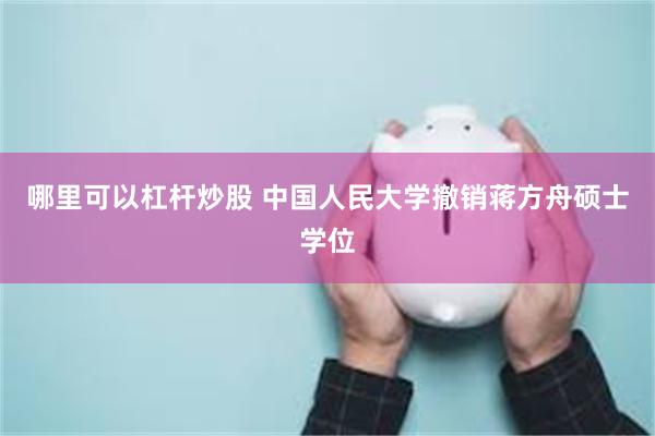 哪里可以杠杆炒股 中国人民大学撤销蒋方舟硕士学位