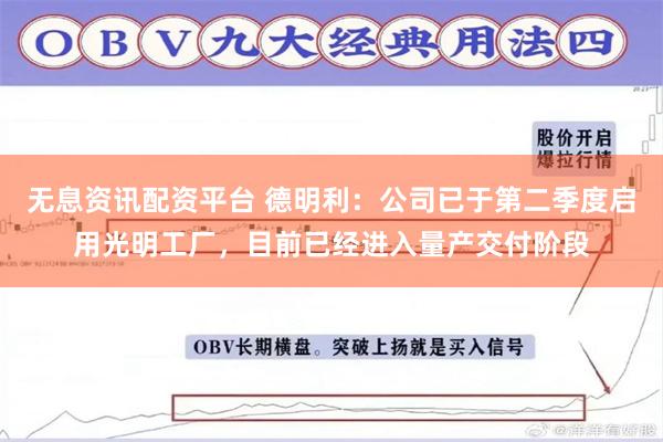 无息资讯配资平台 德明利：公司已于第二季度启用光明工厂，目前已经进入量产交付阶段