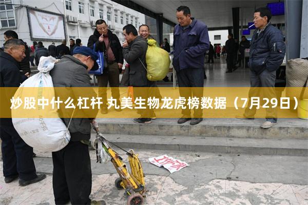 炒股中什么杠杆 丸美生物龙虎榜数据（7月29日）