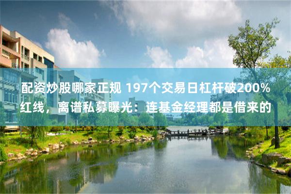 配资炒股哪家正规 197个交易日杠杆破200%红线,离谱私募曝光:连基金经理都是借来的