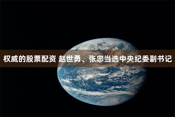 权威的股票配资 赵世勇、张忠当选中央纪委副书记