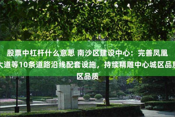 股票中杠杆什么意思 南沙区建设中心:完善凤凰大道等10条道路沿线配套设施,持续精雕中心城区品质