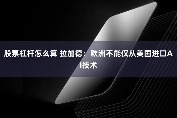 股票杠杆怎么算 拉加德：欧洲不能仅从美国进口AI技术