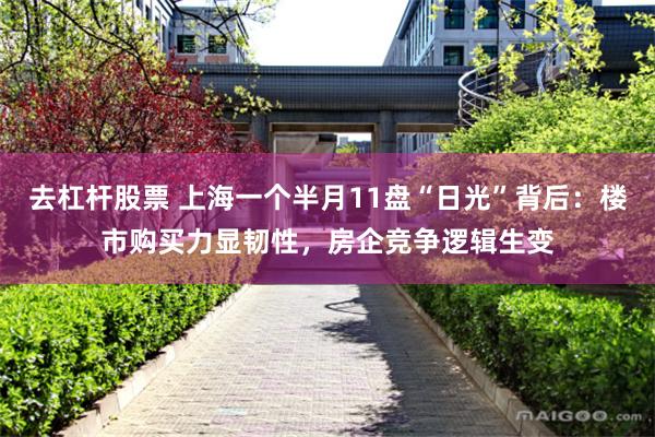 去杠杆股票 上海一个半月11盘“日光”背后：楼市购买力显韧性，房企竞争逻辑生变