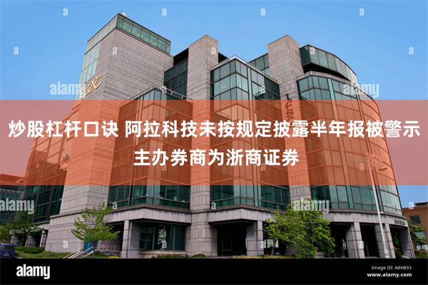 炒股杠杆口诀 阿拉科技未按规定披露半年报被警示 主办券商为浙商证券